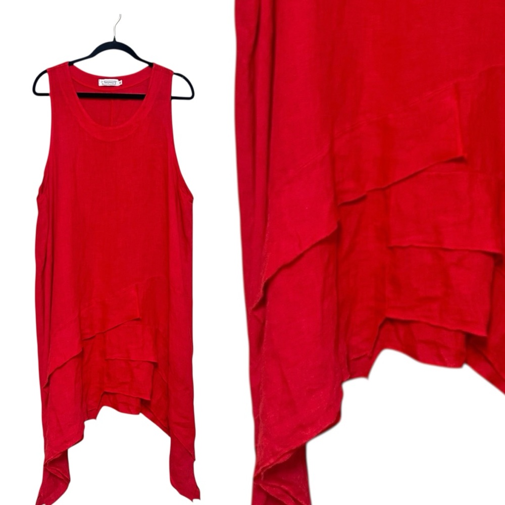 T by Transparente linen tunic dress tiered Aline flowy size 2X